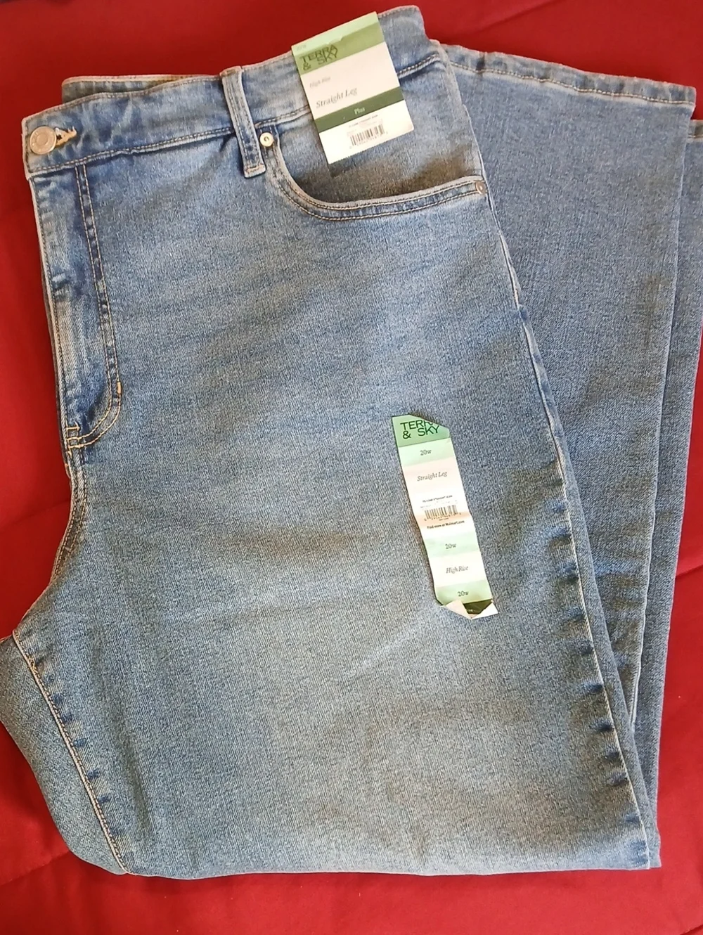 Terra & Sky 20W Light Blue Straight Leg Women's Jeans - Picture 1 of 14